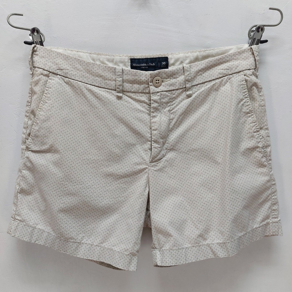 Abercrombie & Fitch Chino Shorts Women's 30 White Geometric Stretch Preppy